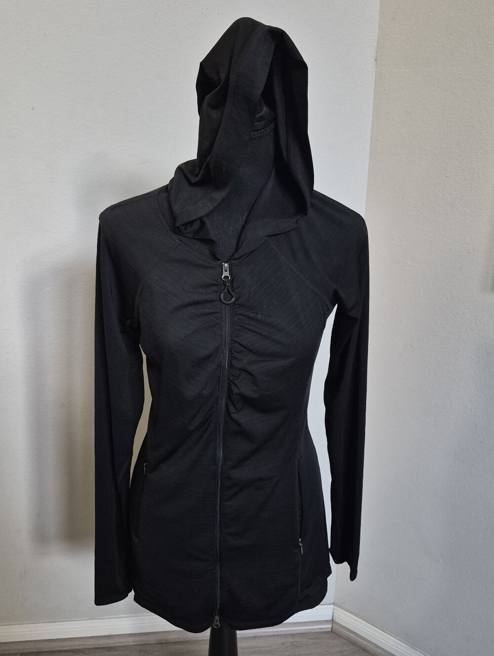 Athleta Black Hooded Zip-Up Jacket Size Small